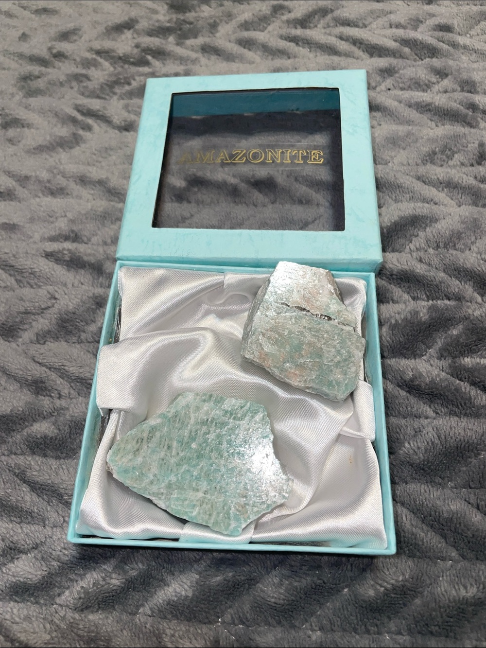Amazonite Decorative Stone Set in Aqua Gift Box